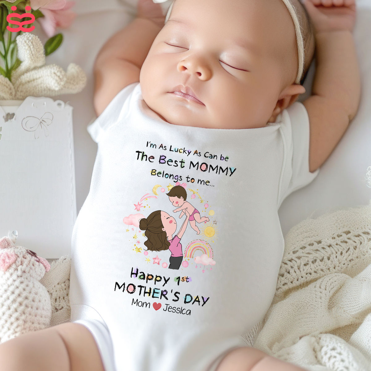 Personalized Onesie - Custom Baby Onesies - I’m As Lucky As Can be The Best Mommy Belongs to me...(43449) - Mother's Day 2024