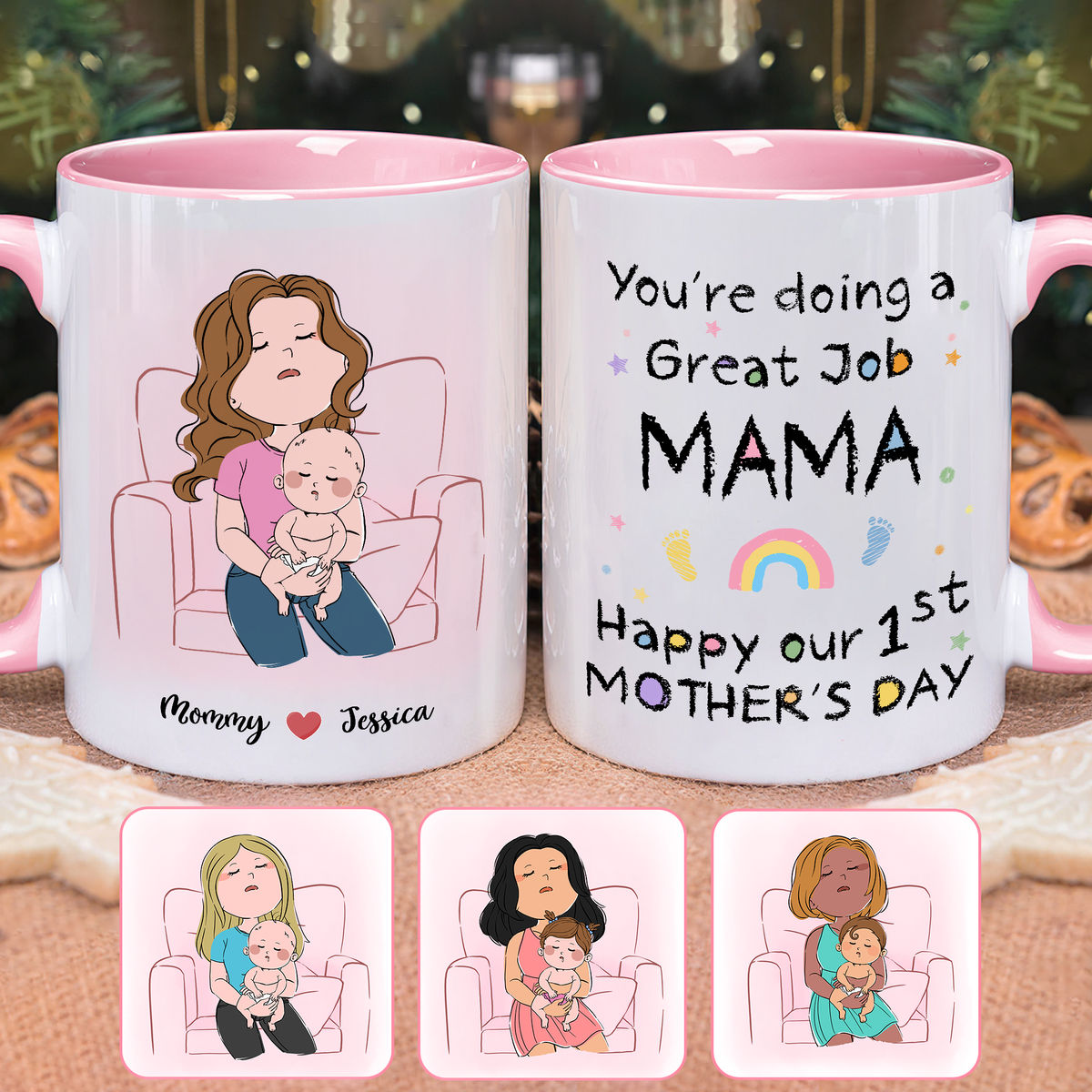 First Mother's Day - You're doing a great job mommy Happy 1st Mother's Day (c) - Personalized Mug_1