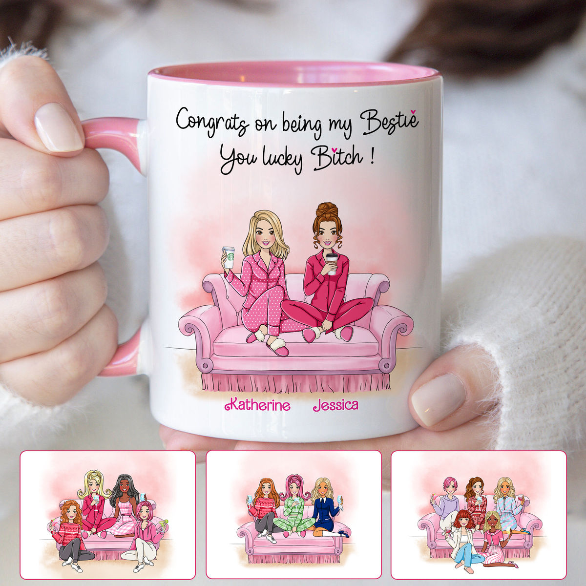 Personalized Mug - Friends Mug - Congrats On Being My Sister You Lucky Bitch (Up to 9)_2
