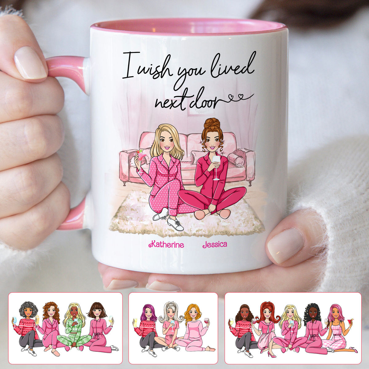 Personalized Mug - Sisters Mug - I wish you lived next door - Gift for sisters, gift for birthday, gift for her, gift for friends