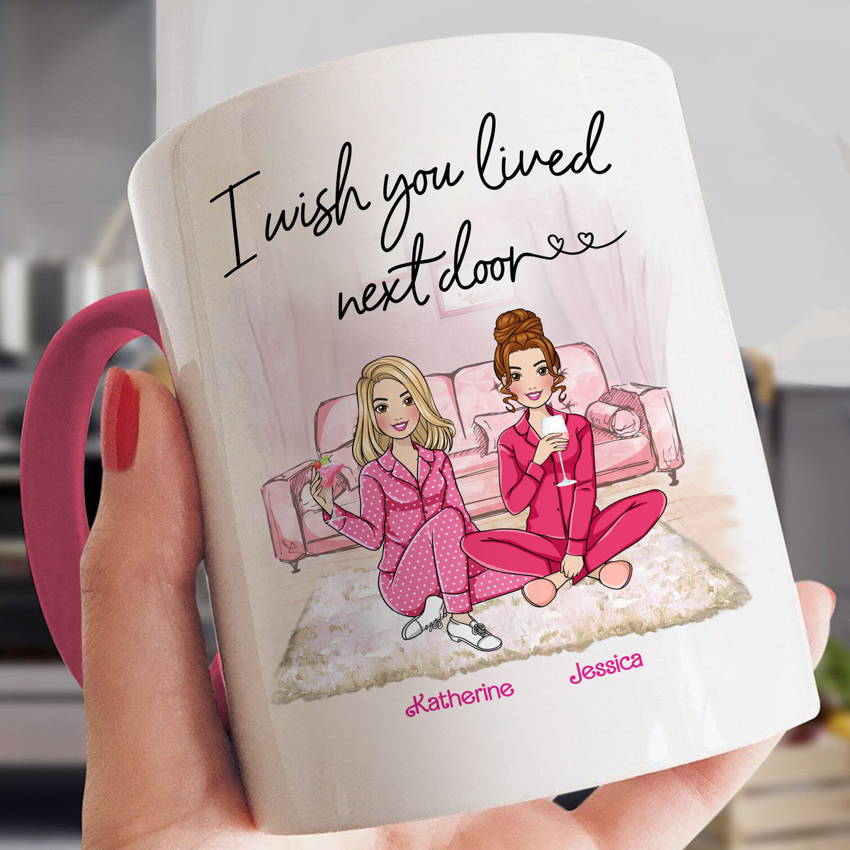 Sisters Mug - I wish you lived next door - Gift for sisters, gift for birthday, gift for her, gift for friends - Personalized Mug_2