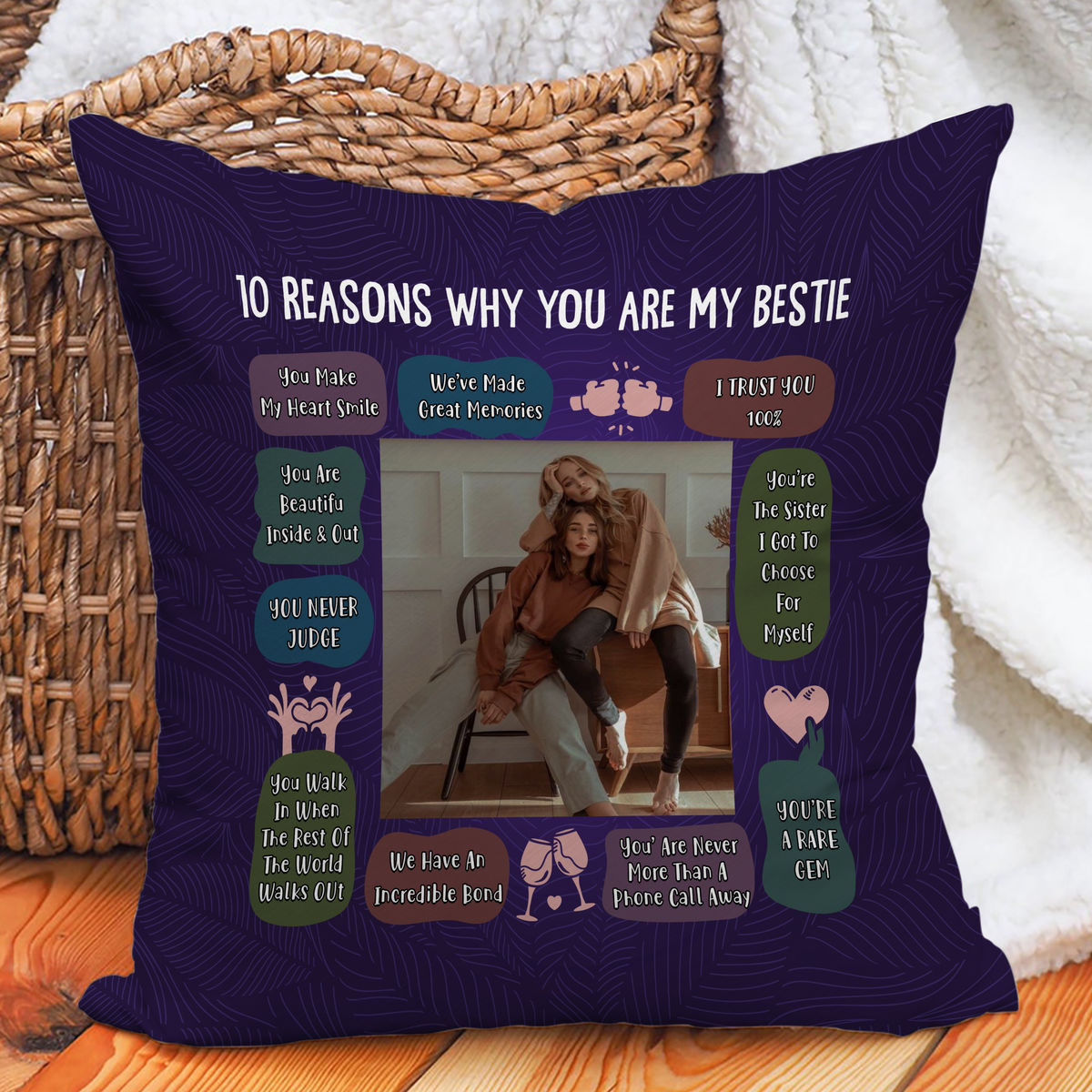 Photo Pillow - Photo Upload - 10 Reasons Why You Are My Bestie - Photo Gifts For Besties, Friends_2