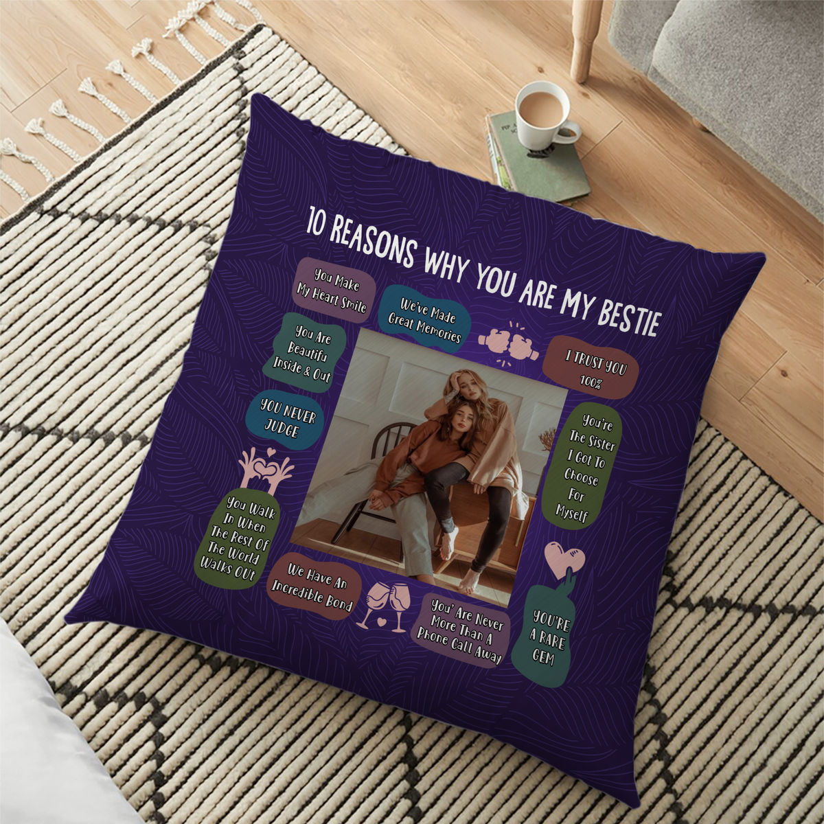 Photo Pillow - Photo Upload - 10 Reasons Why You Are My Bestie - Photo Gifts For Besties, Friends_1