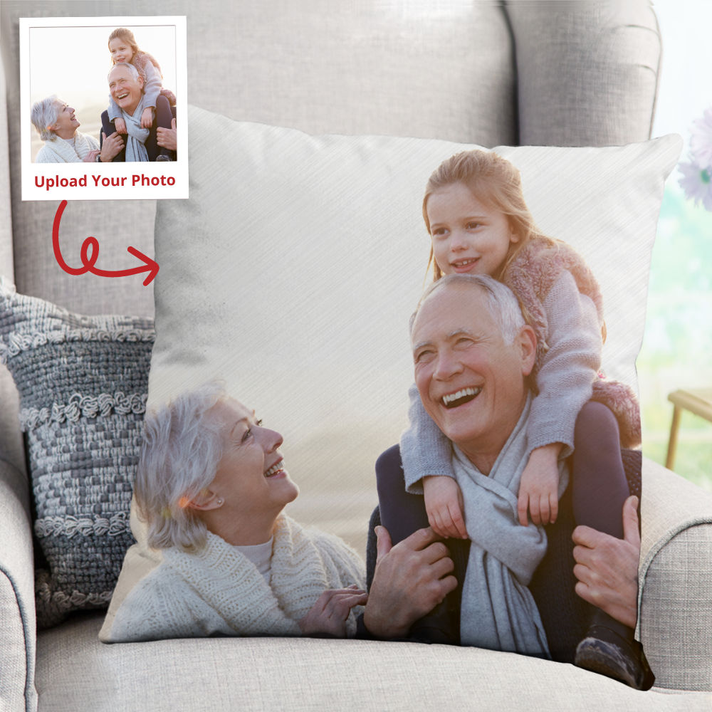 Photo Pillow - Photo Upload - Pillow For GrandFather, GrandMother - Gift For Father Day, Mother Day, Photo Gifts For Family