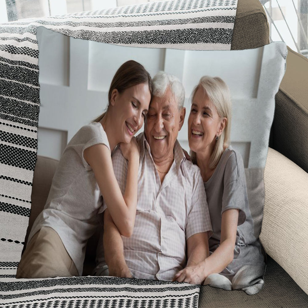 Photo Pillow - Photo Upload - Pillow For GrandFather, GrandMother - Gift For Father Day, Mother Day, Photo Gifts For Family_1