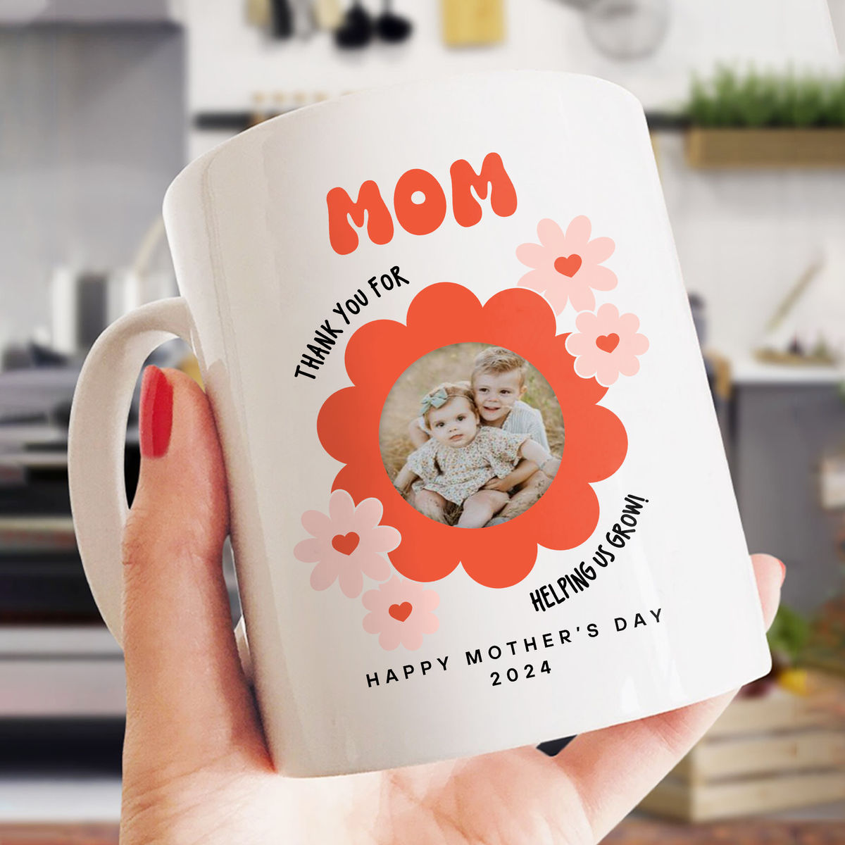 Photo Mug - Mother's Day - Photo Upload Mug - Mom Thank You For Helping Us Grow. Happy Mother's Day 2024_4