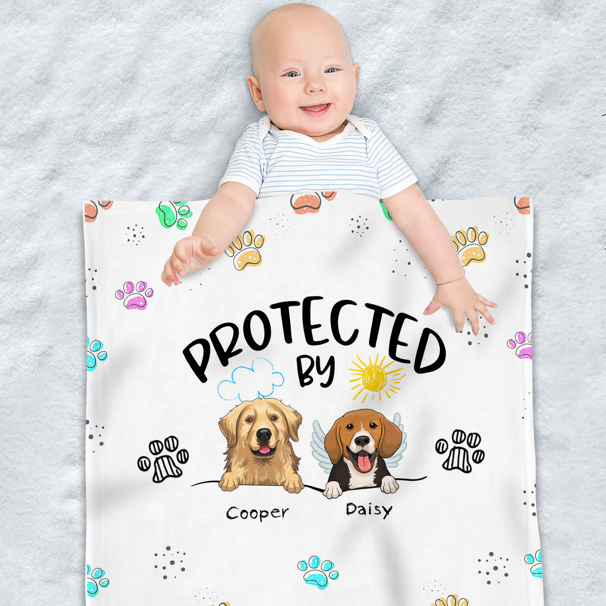 Personalized Blanket - Baby Blanket - Protected By_1