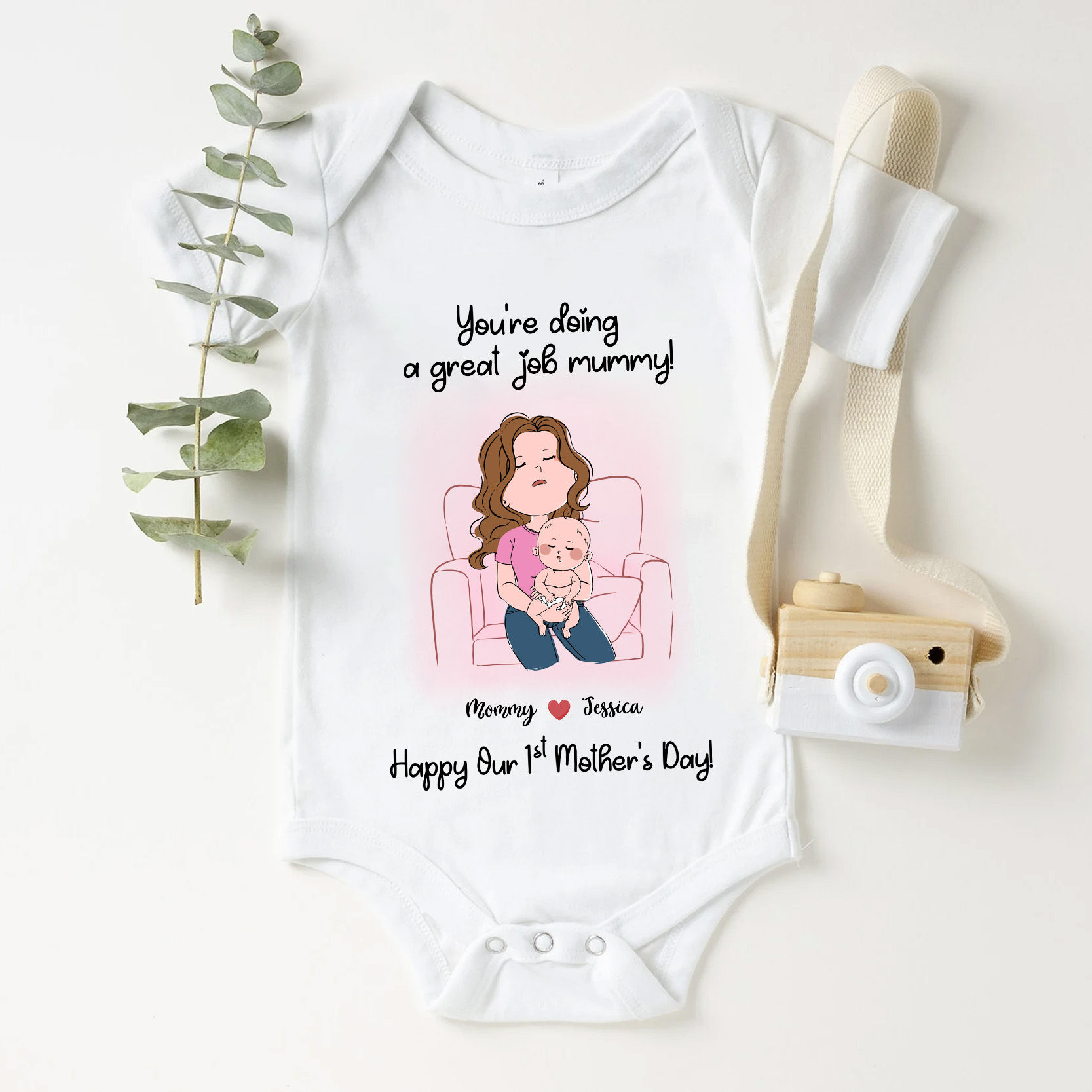 Personalized Onesie for Baby - Sleeping Mother - You're doing a great ...