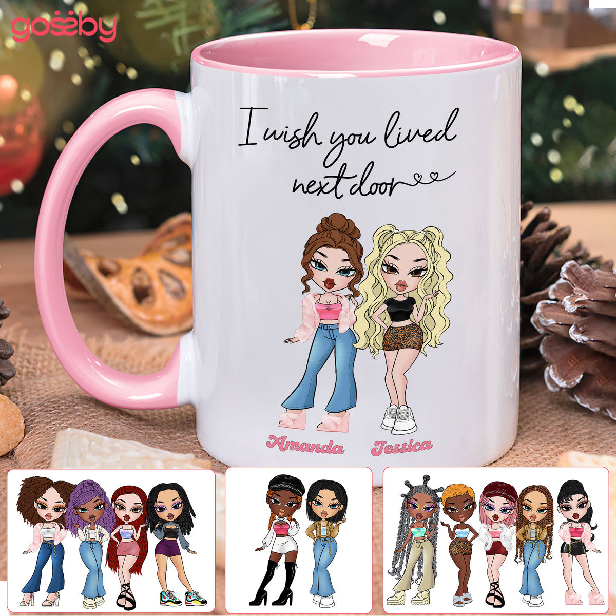 Personalized Wine Glass - Trendy Personalized Mug for Your Friends - I wish you lived next door (M2)