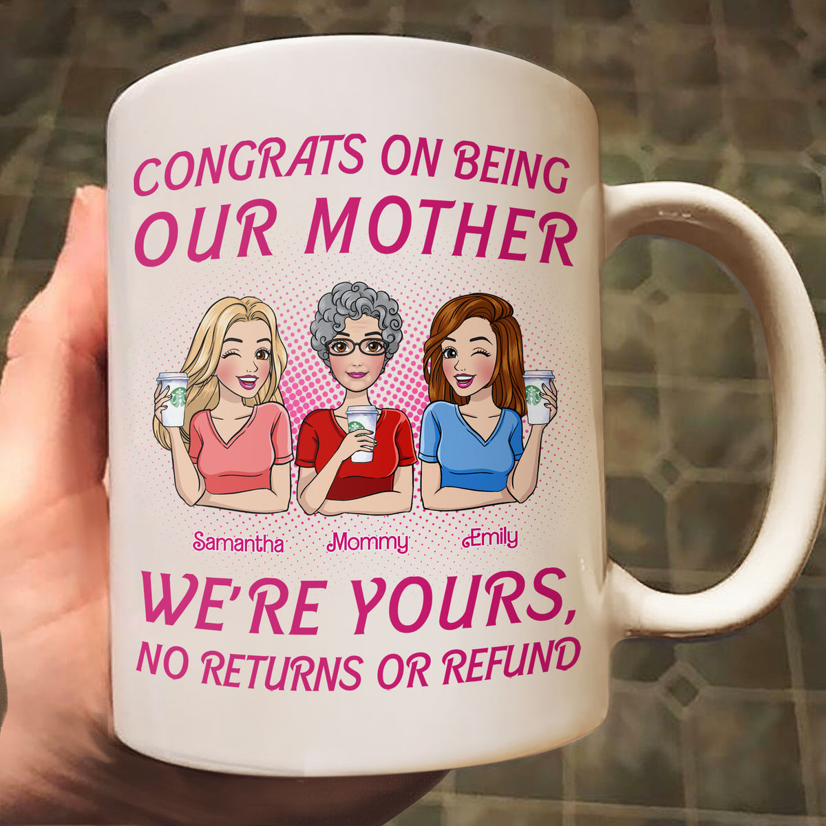 Personalized Mug - Pink Doll Family Mug - Congrats On Being Our Mother - Mother's Day Gifts 2024 (bb1)_2