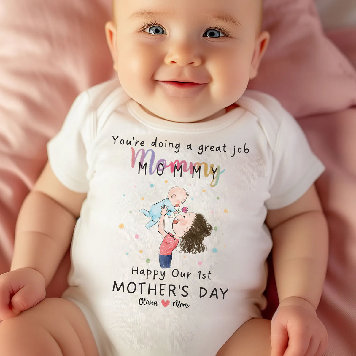 Custom Baby Onesies - You're doing a great job mommy Happy Our 1st Mother's Day - Trending 2024 - Personalized Onesie