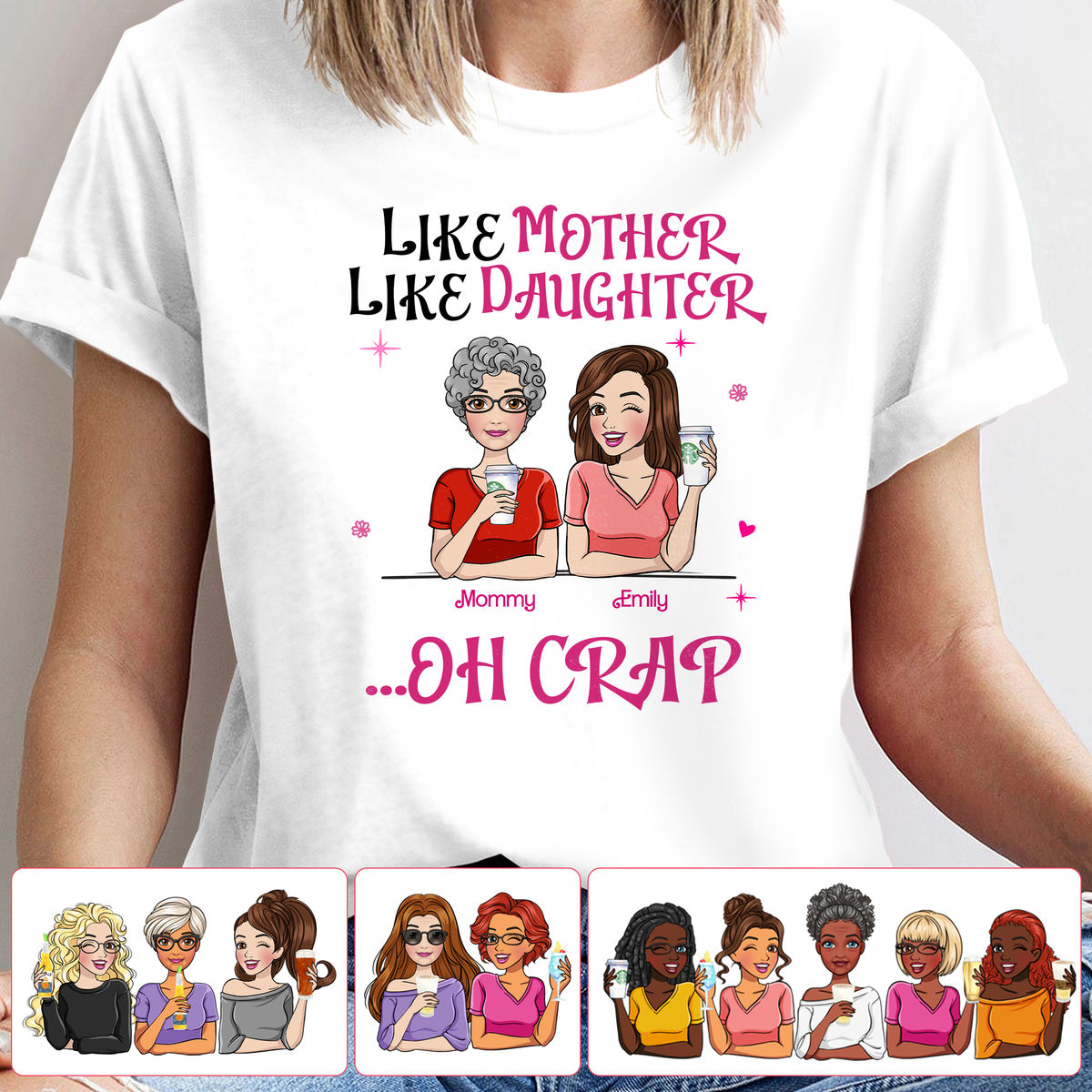 Pink Doll Family Shirt - Like Mother Like Daughters ... Oh Crap - Mother's Day Gifts 2024 (bb2) - Personalized Shirt_1