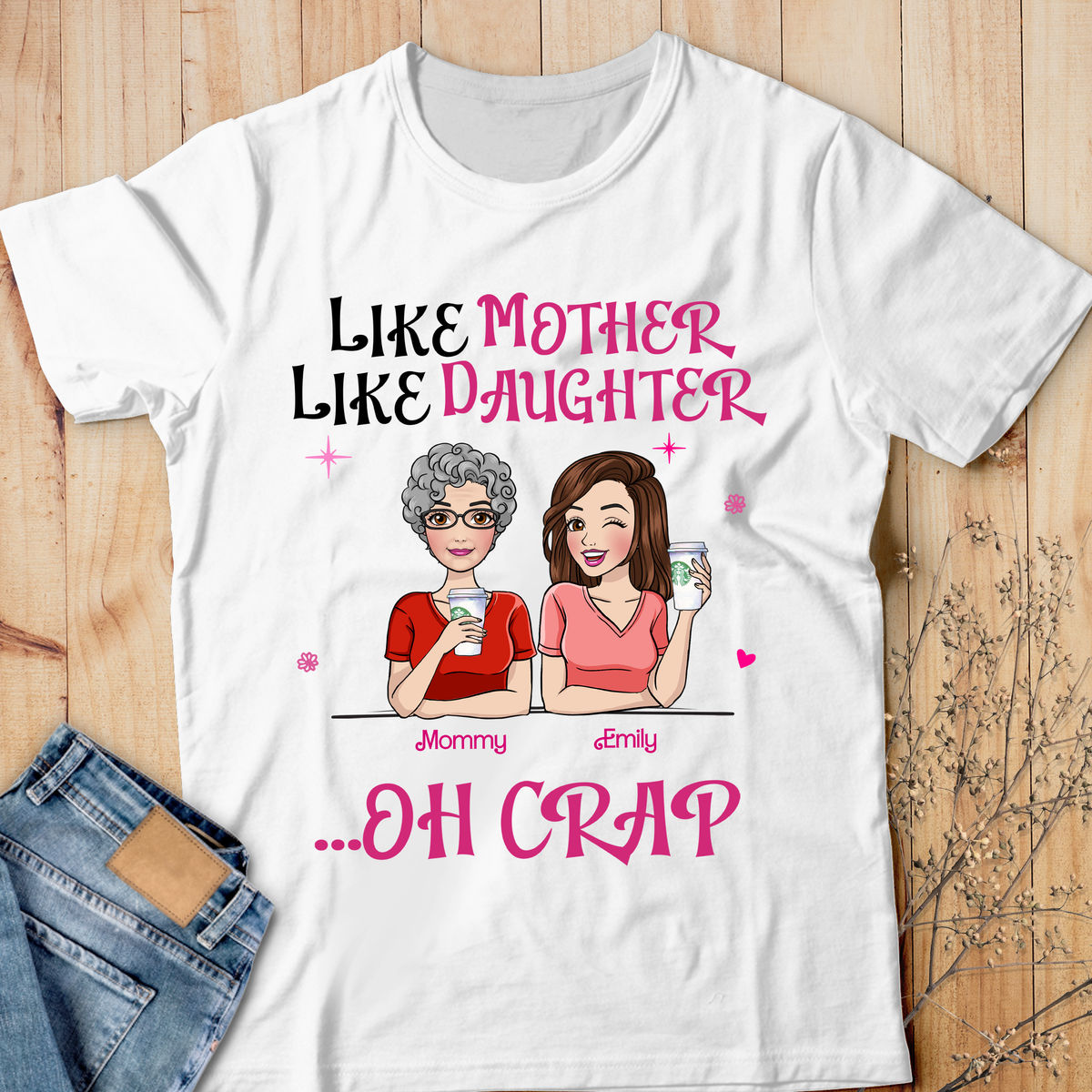 Personalized Shirt - Pink Doll Family Shirt - Like Mother Like Daughters ... Oh Crap - Mother's Day Gifts 2024 (bb2)