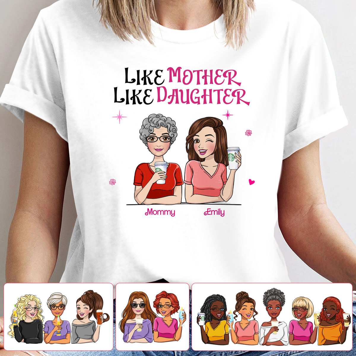 Personalized Shirt - Pink Doll Family Shirt - Like Mother Like Daughters - Mother's Day Gifts 2024 (bb2)_1