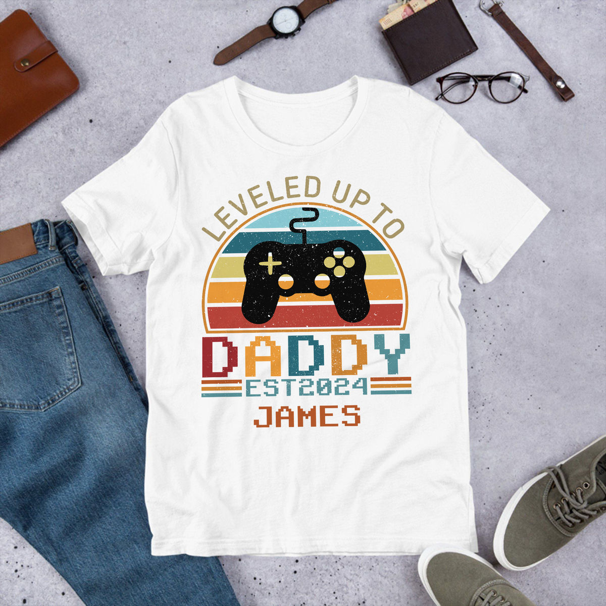 Personalized Shirt - Father's Day Gifts - Leveled Up To Daddy - New Dad Gifts - Gifts For Dad - Father's Day Shirts_2