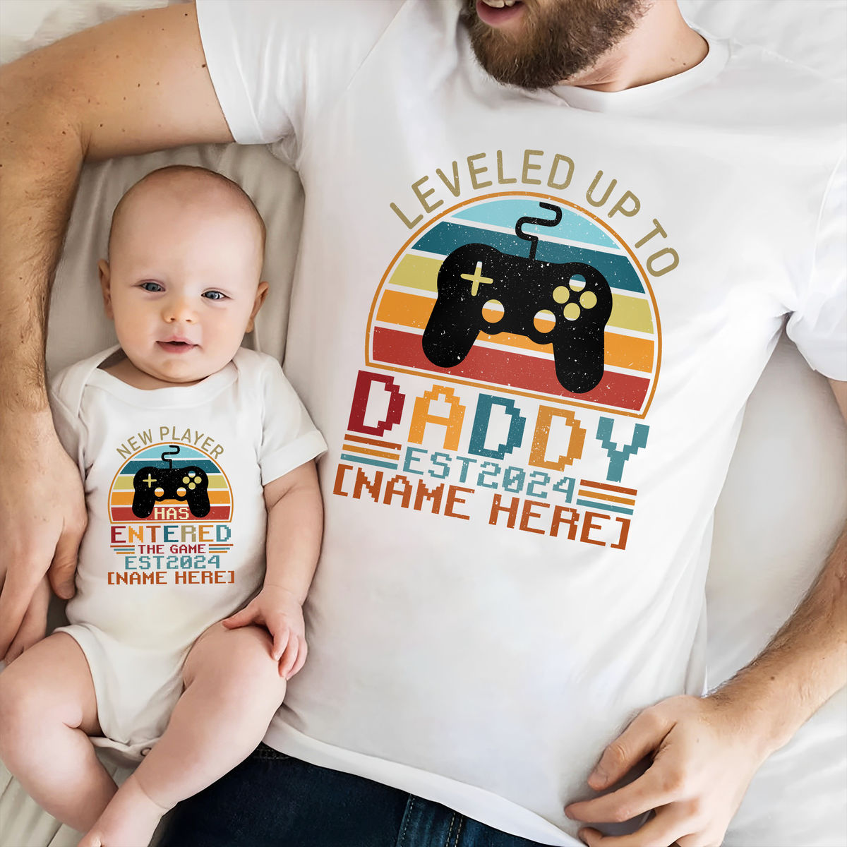 Personalized Shirt - Father's Day Gifts - Leveled Up To Daddy - New Dad Gifts - Gifts For Dad - Father's Day Shirts_1