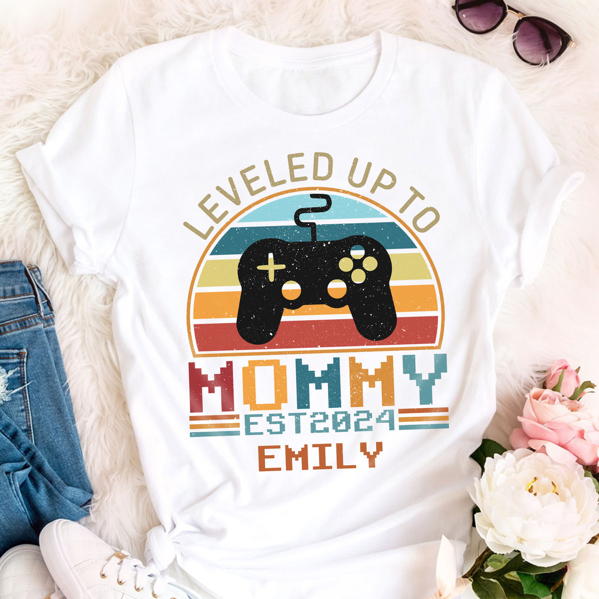 Personalized Shirt - Mother's Day Gifts - Leveled Up To Mommy - New Mom Gifts - Gifts For Mom - Mother's Day Shirts_1