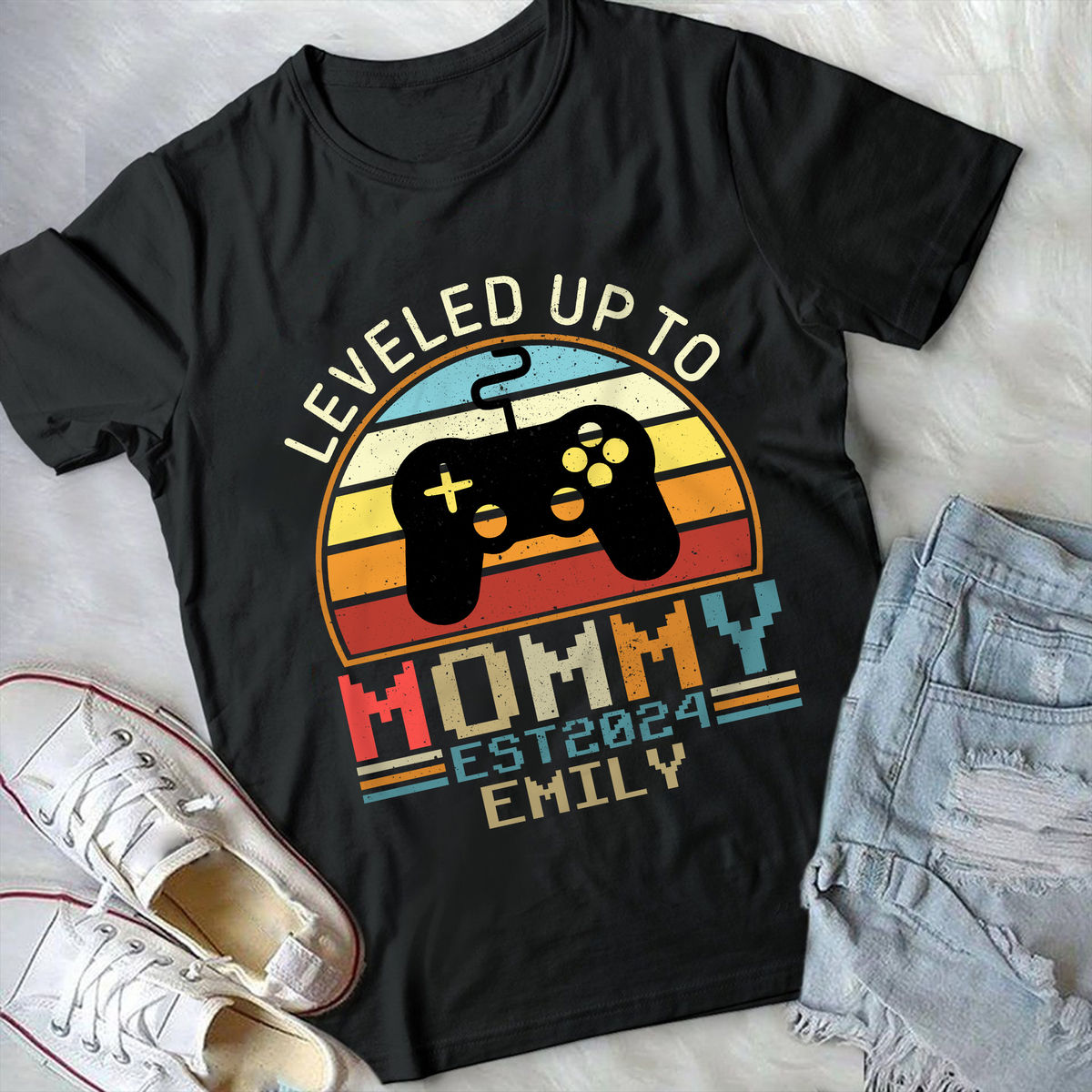 Personalized Shirt - Mother's Day Gifts - Leveled Up To Mommy - New Mom Gifts - Gifts For Mom - Mother's Day Shirts_1