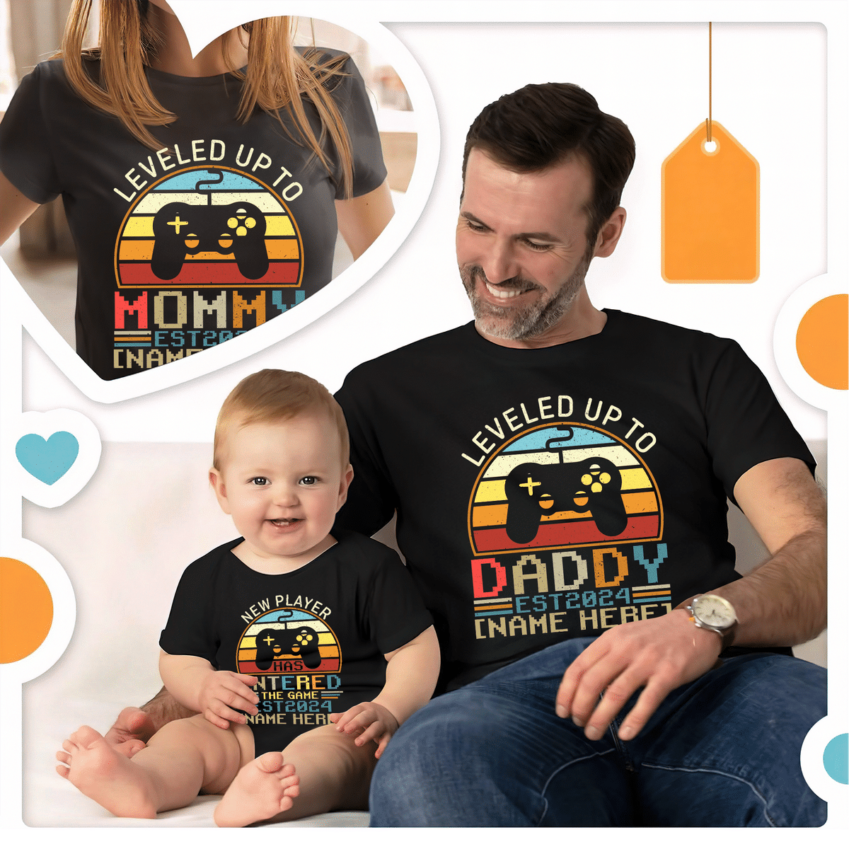 Personalized Shirt - Father's Day Gifts - Leveled Up To Daddy - New Dad Gifts - Gifts For Dad - Father's Day Shirts_2