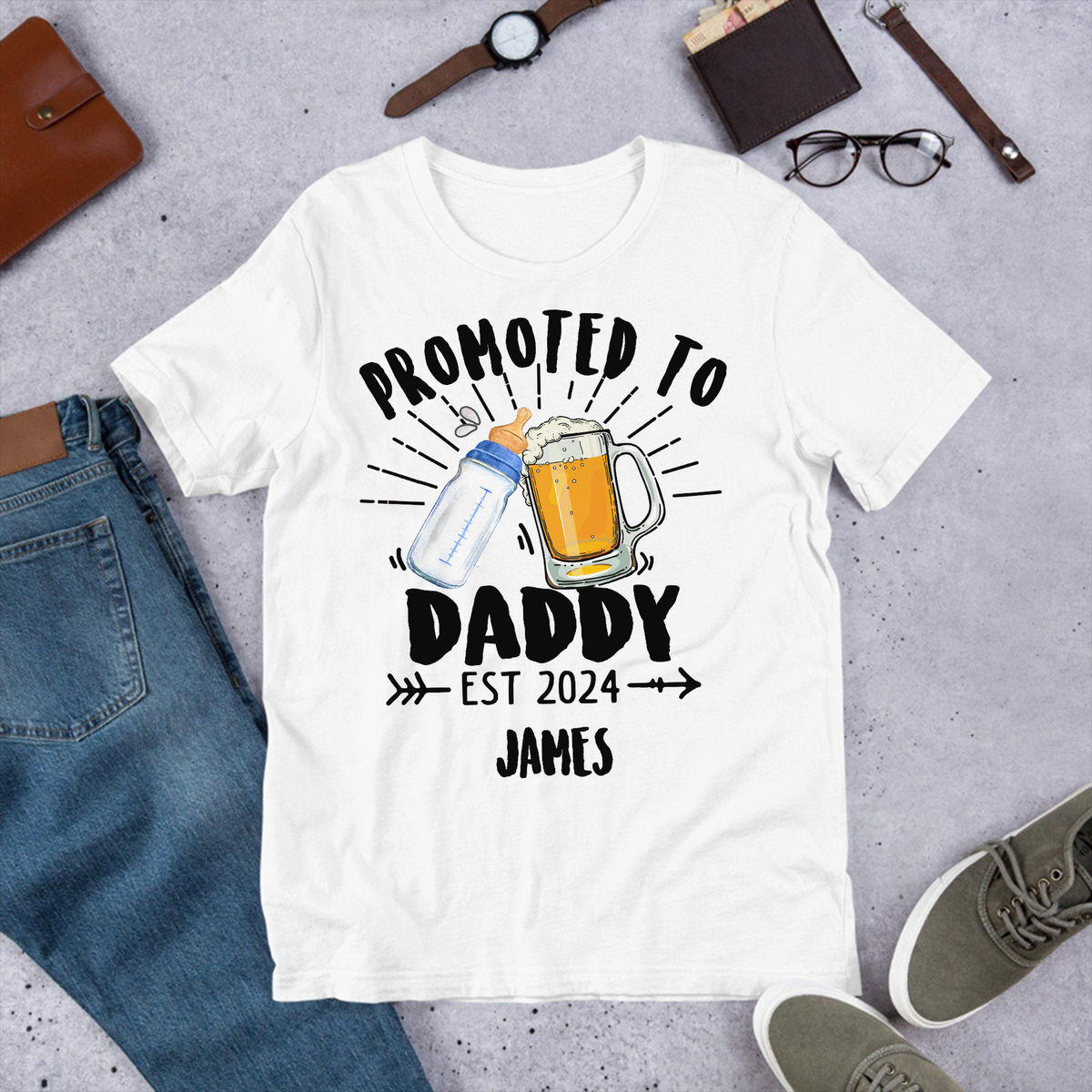 Personalized Shirt - Father's Day Gifts - Promoted To Daddy - New Dad Gifts - Gifts For Dad - Father's Day Shirts_1