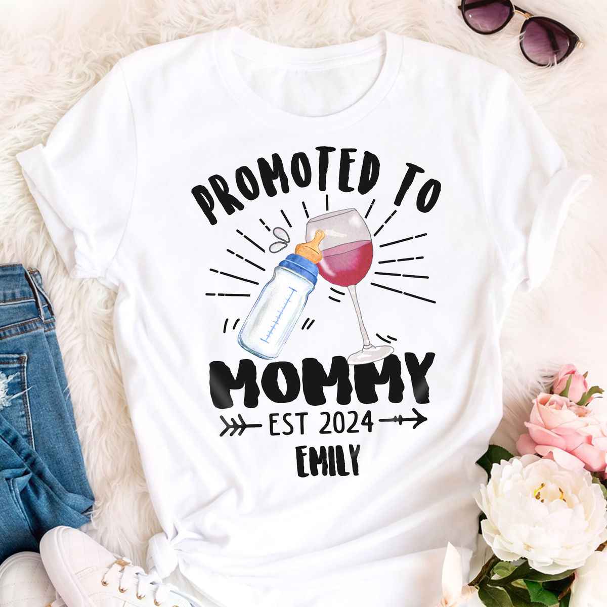 Personalized Shirt - Mother's Day Gifts - Promoted To Mommy - New Mom Gifts - Gifts For Mom - Mother's Day Shirts_1