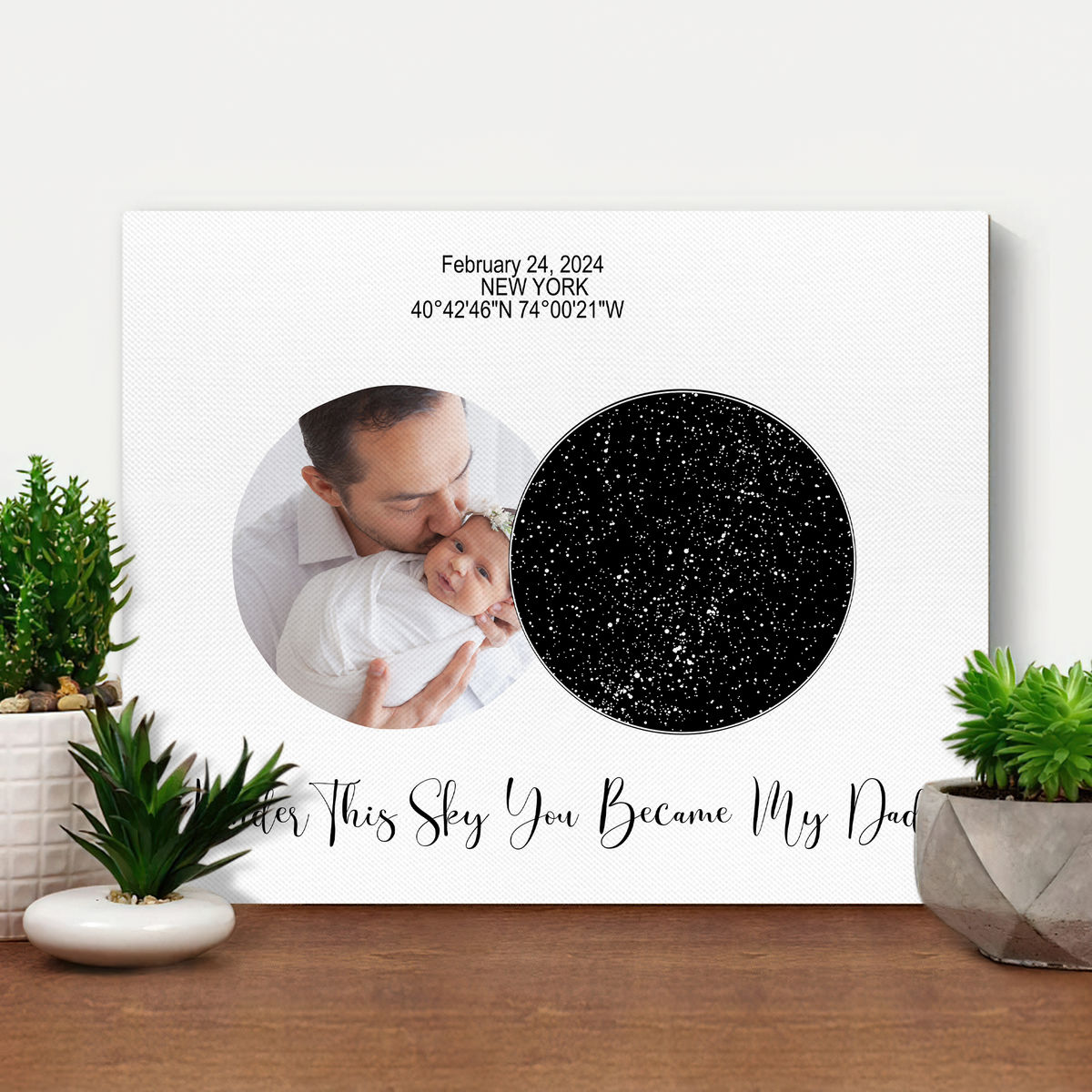 Photo Wrapped Canvas - Father's Day Gifts - Under This Sky You Became My Dad - New Dad Gifts, Gift for Dad, Photo Gift - Star Map Canvas_1