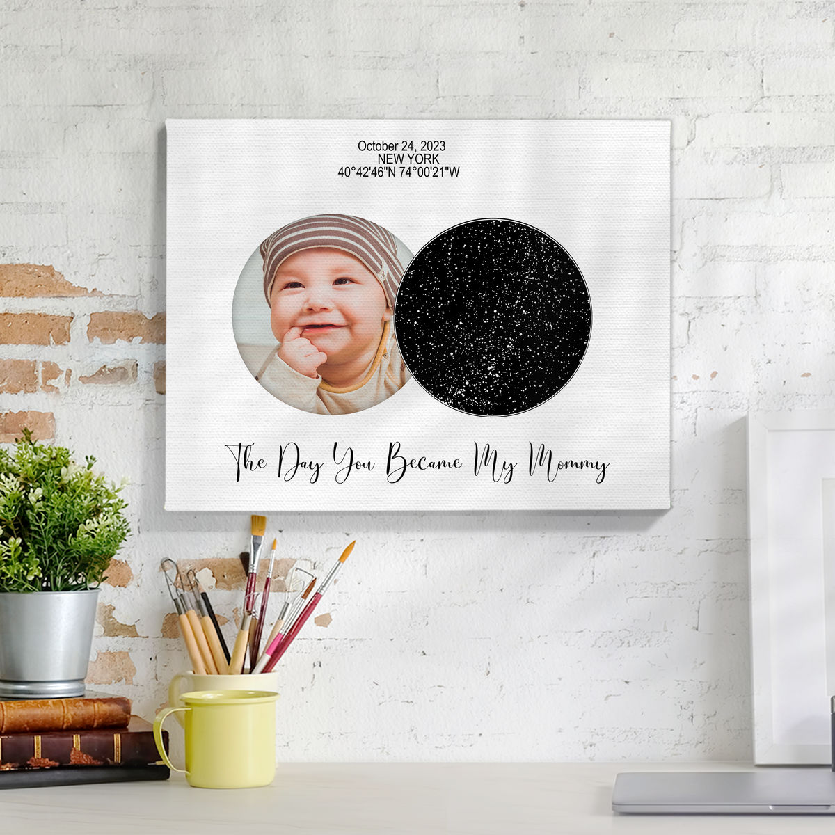 Photo Wrapped Canvas - Photo Upload - The Day You Became My Mommy - Gifts For Mother's Day - Star Map Canvas_2