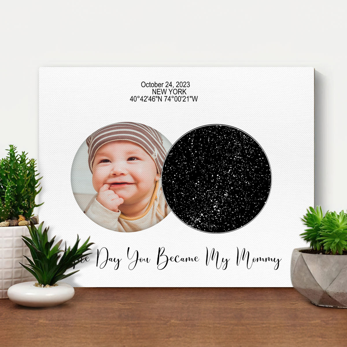 Photo Wrapped Canvas - Photo Upload - The Day You Became My Mommy - Gifts For Mother's Day - Star Map Canvas_1