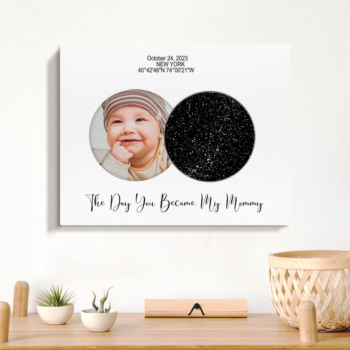 Photo Wrapped Canvas - Photo Upload - The Day You Became My Mommy - Gifts For Mother's Day - Star Map Canvas_3