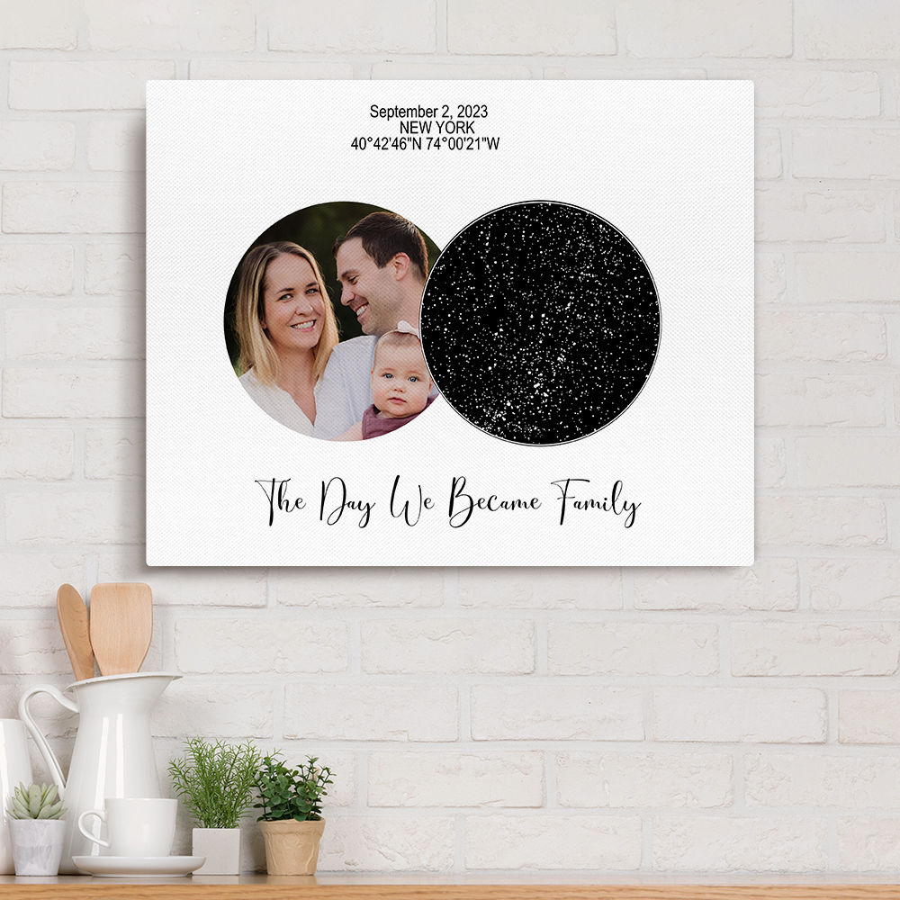 Photo Wrapped Canvas - Photo Upload - The Day We Became Family - Gifts For Mother's Day Father's Day - Star Map Canvas_2