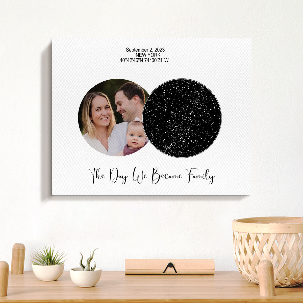 Photo Wrapped Canvas - Photo Upload - The Day We Became Family - Gifts For Mother's Day Father's Day - Star Map Canvas_3