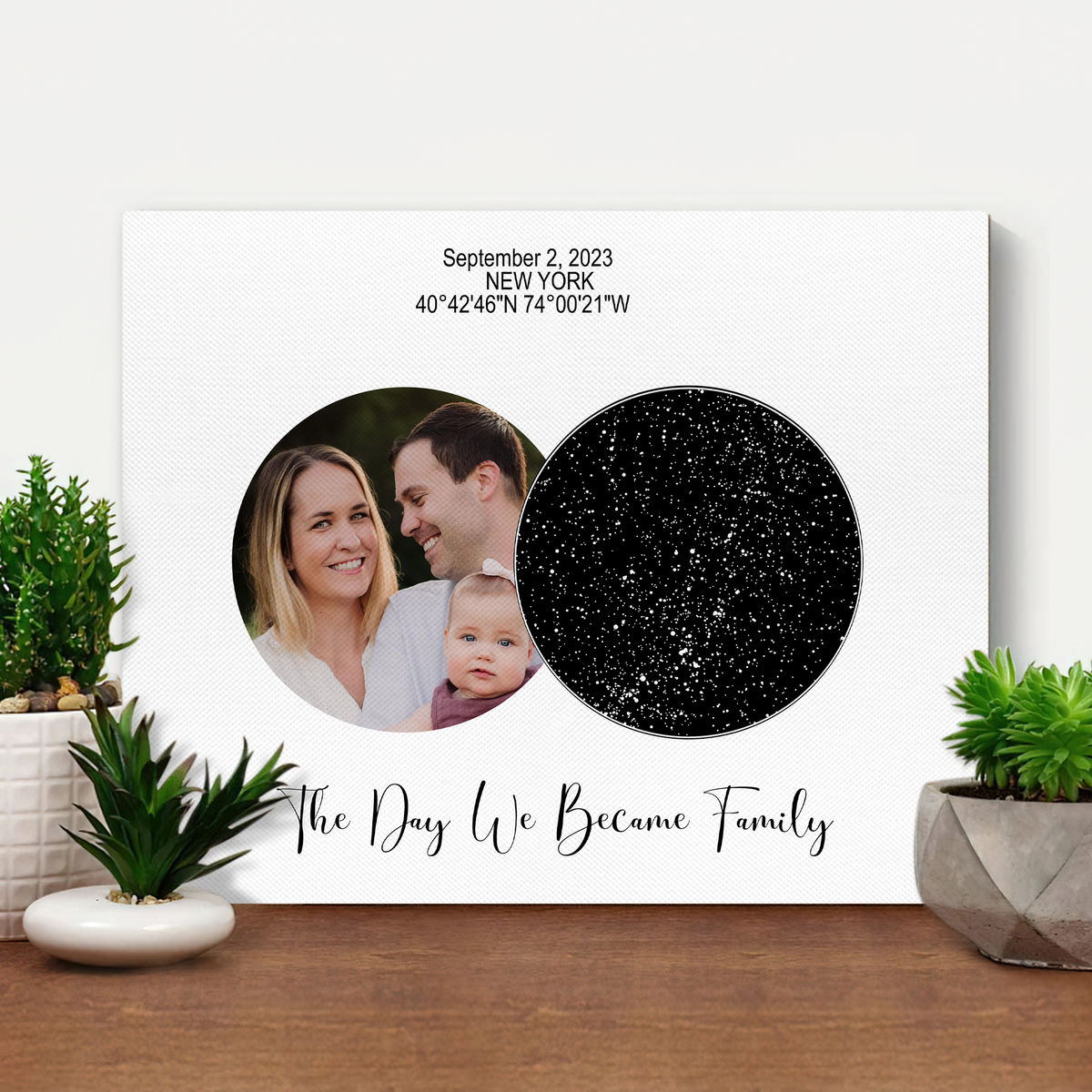 Photo Wrapped Canvas - Photo Upload - The Day We Became Family - Gifts For Mother's Day Father's Day - Star Map Canvas_1