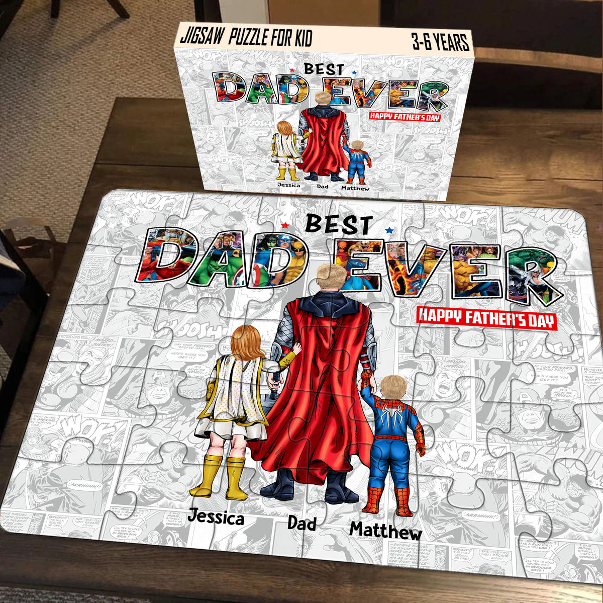 Best Dad Ever - Super Heroes Comic (57003) Gift For Dad, Kids, Family Members