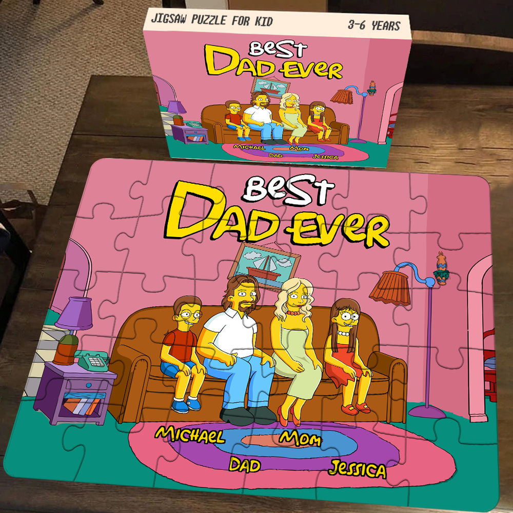 Father's Day Gifts - Best Dad Ever - The Simpsons - Gifts For Family, Dad, Mom, Kid, Son, Daughter - Personalized Puzzle