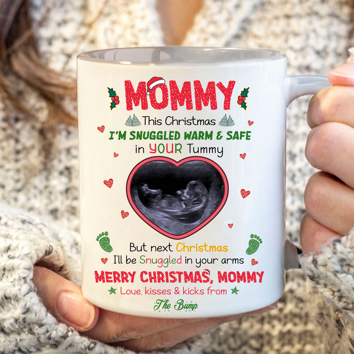 Photo Gift - This Christmas I's Snuggled Warm and Safe In Your Tummy - Personalized Photo Mug