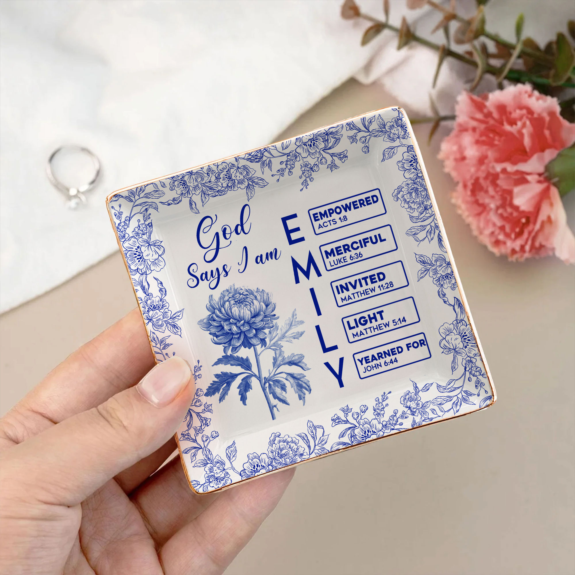 Toile De Jouy Tray - God Says I Am Name Letter In Bible - Personalized ...