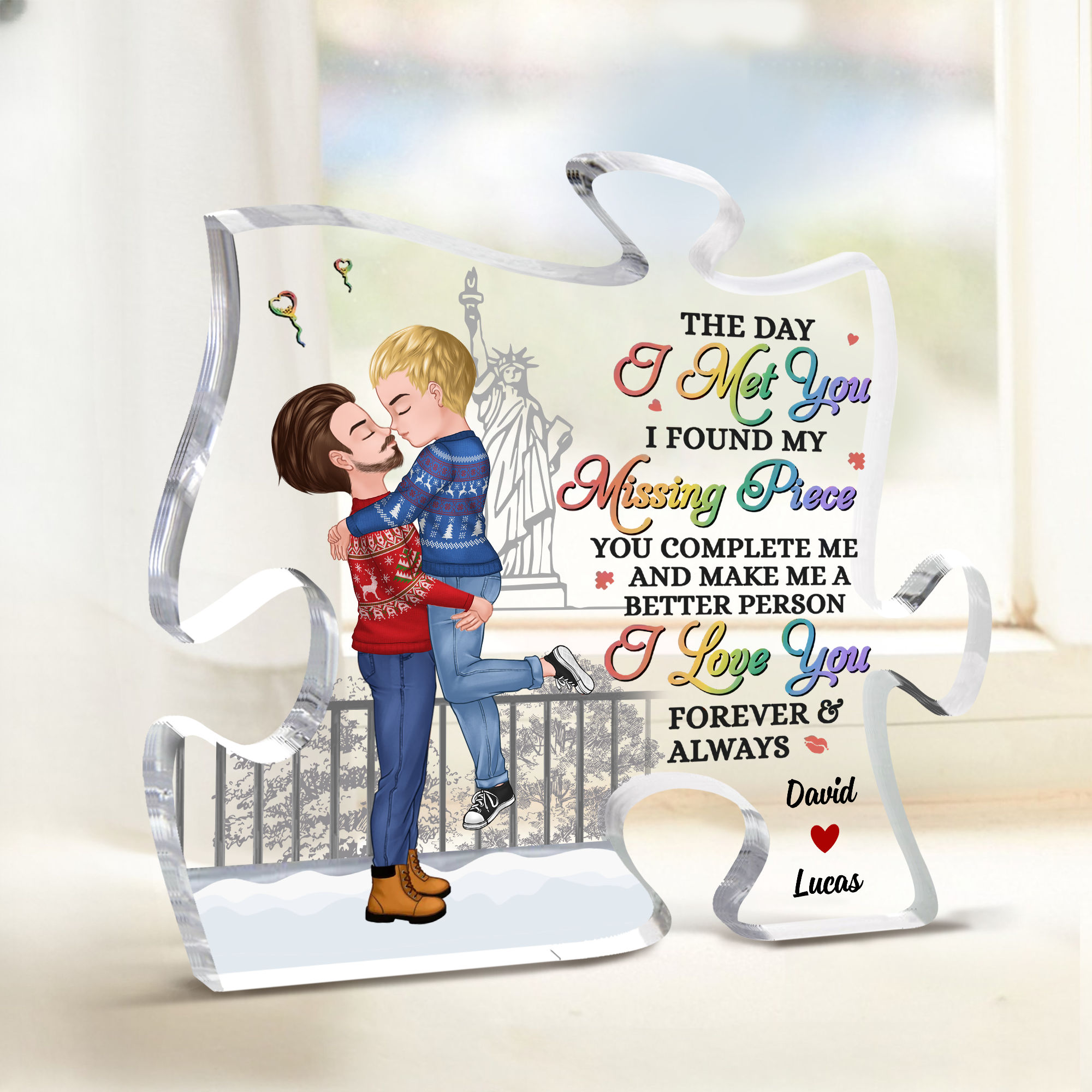 Custom Puzzle Shaped Acrylic Plaque - The Day I Met You I Found My ...