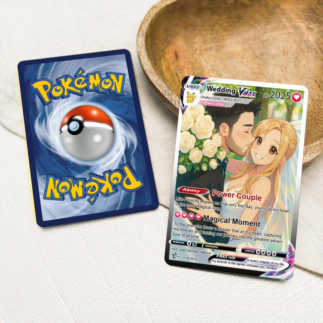 custom pokemon card anniversary Personalized Poke Love Acrylic Card, Anime Themed Couple Gift with Photo, Unique Present for Gamer Husband or Boyfriend Custom Pokémon card for anniversary