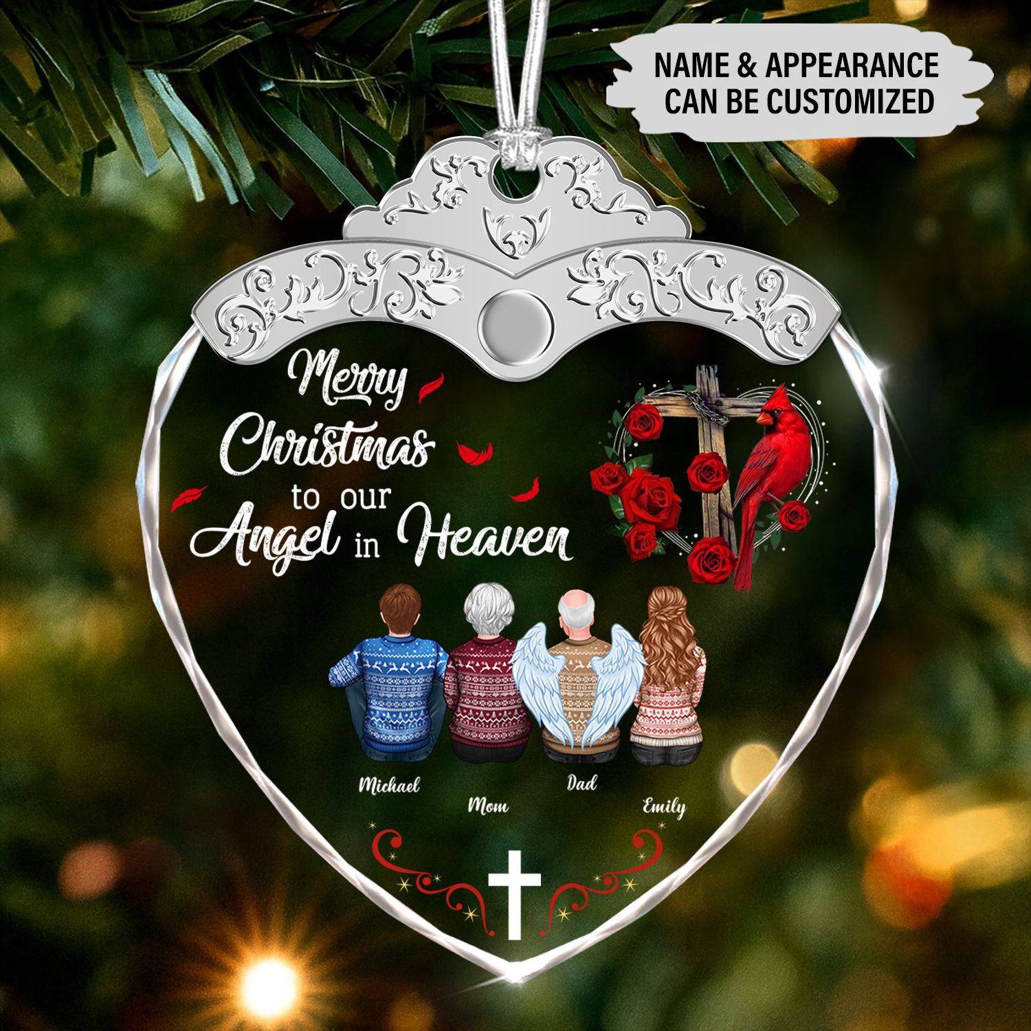 Family Memorial Ornament Merry Christmas to our Angel in Heaven, Gift for  Loss of Loved Ones