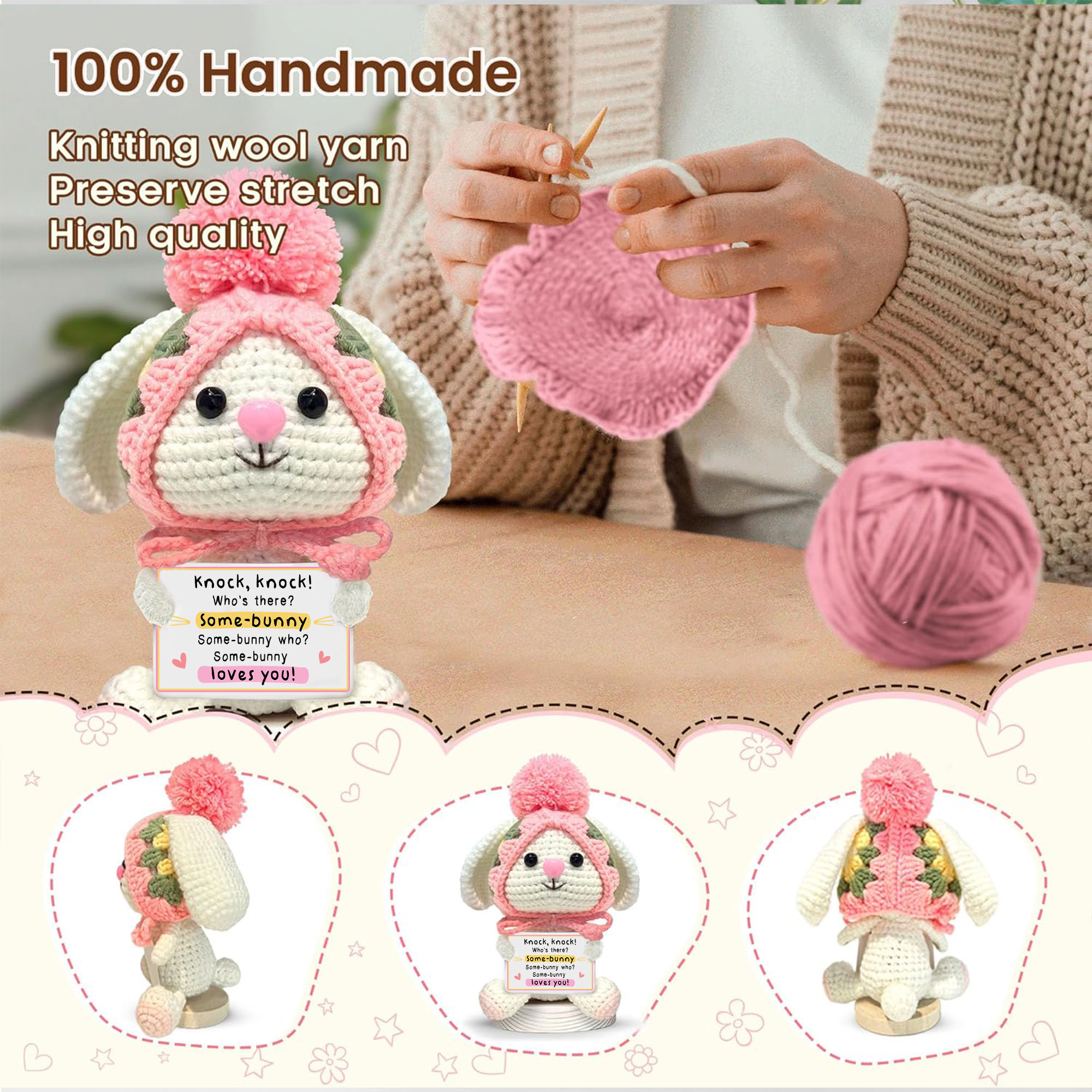 Positive Rabbit Crochet Pattern Crochet - Positive Bunny Crochet, Inspirational Message Crochet ...