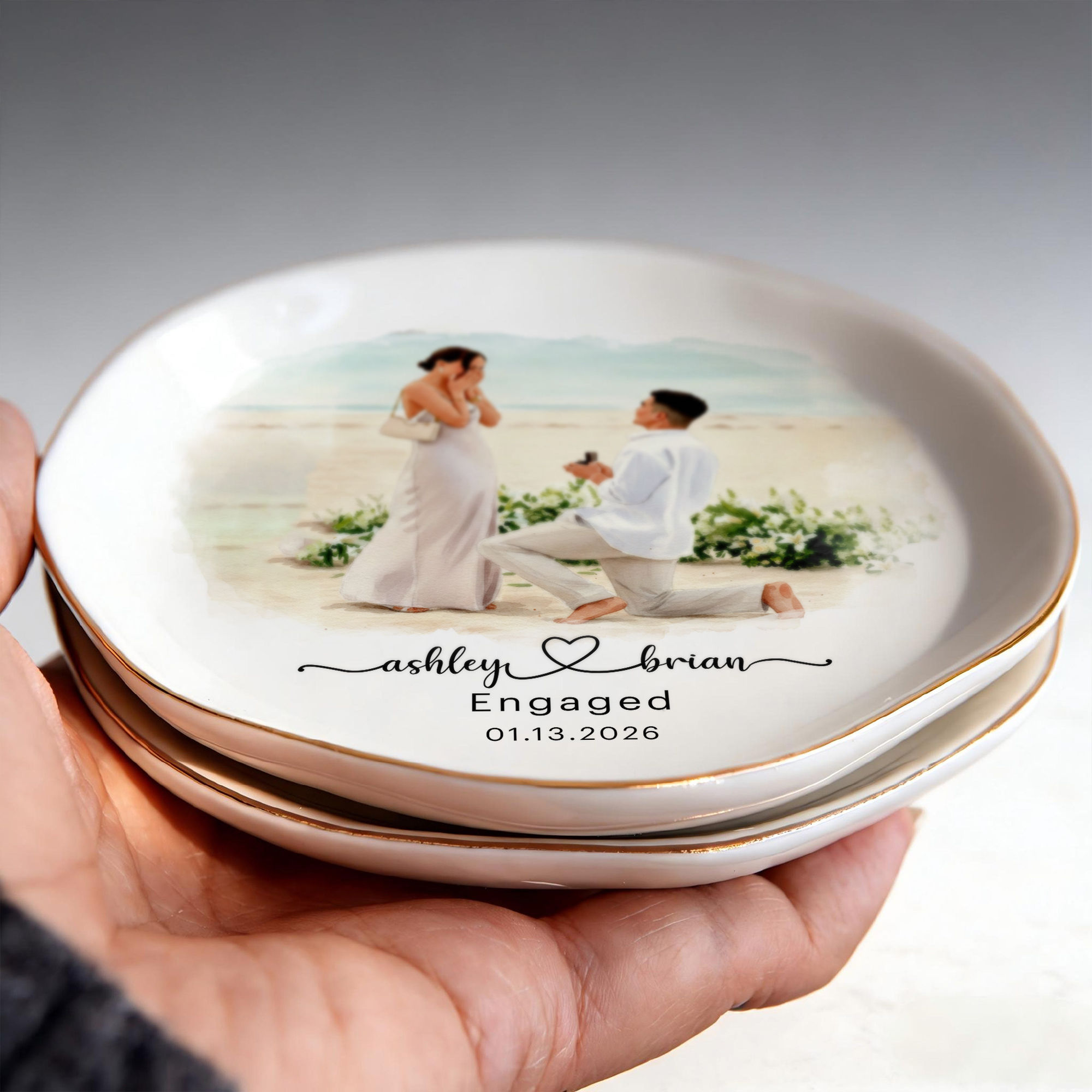 Custom Engagement Ring Holder Dish - Wedding Shower, Engagement Gift ...