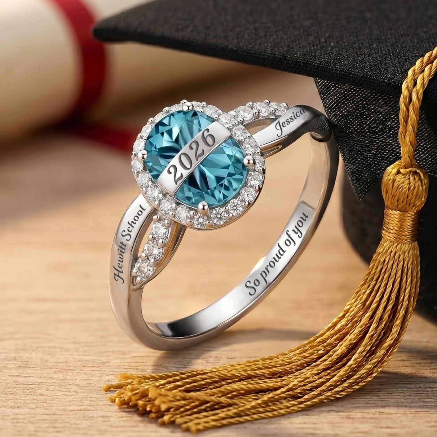Graduation Riong Graduation Gifts - Graduation Ring for Daughter, Name Birthstone