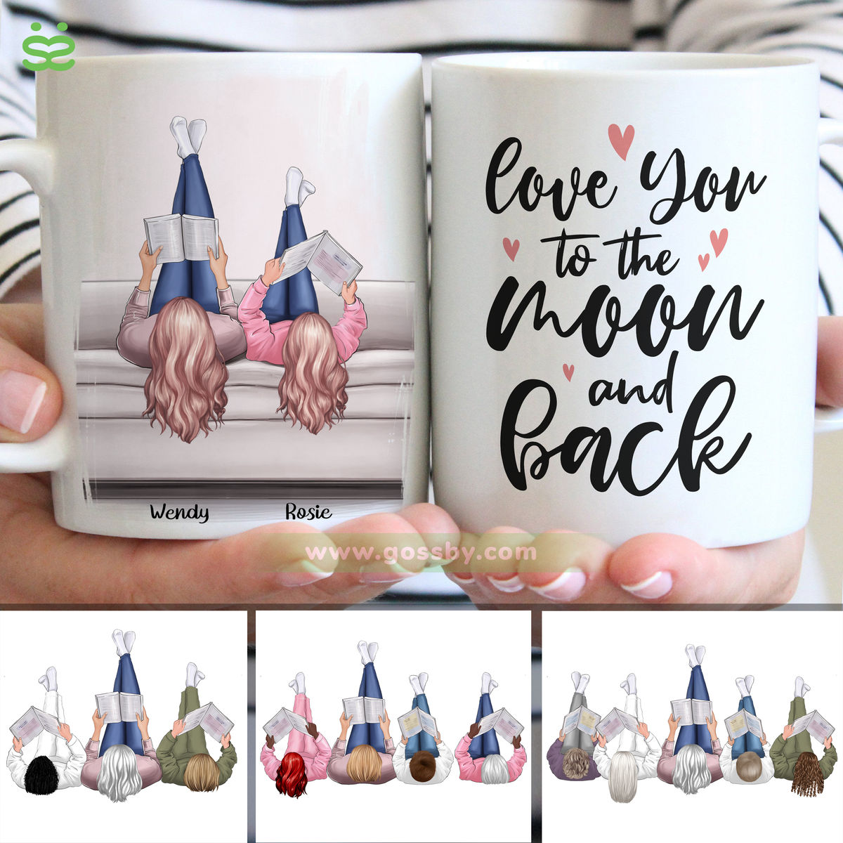 Personalized Mug - Mother & Children - Love you to the moon and back