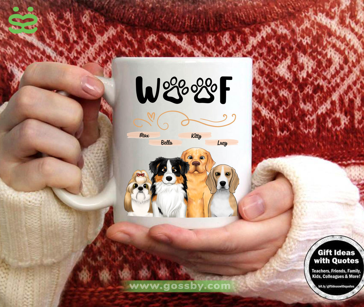 Personalized Mug - Peeking Dog - Woof