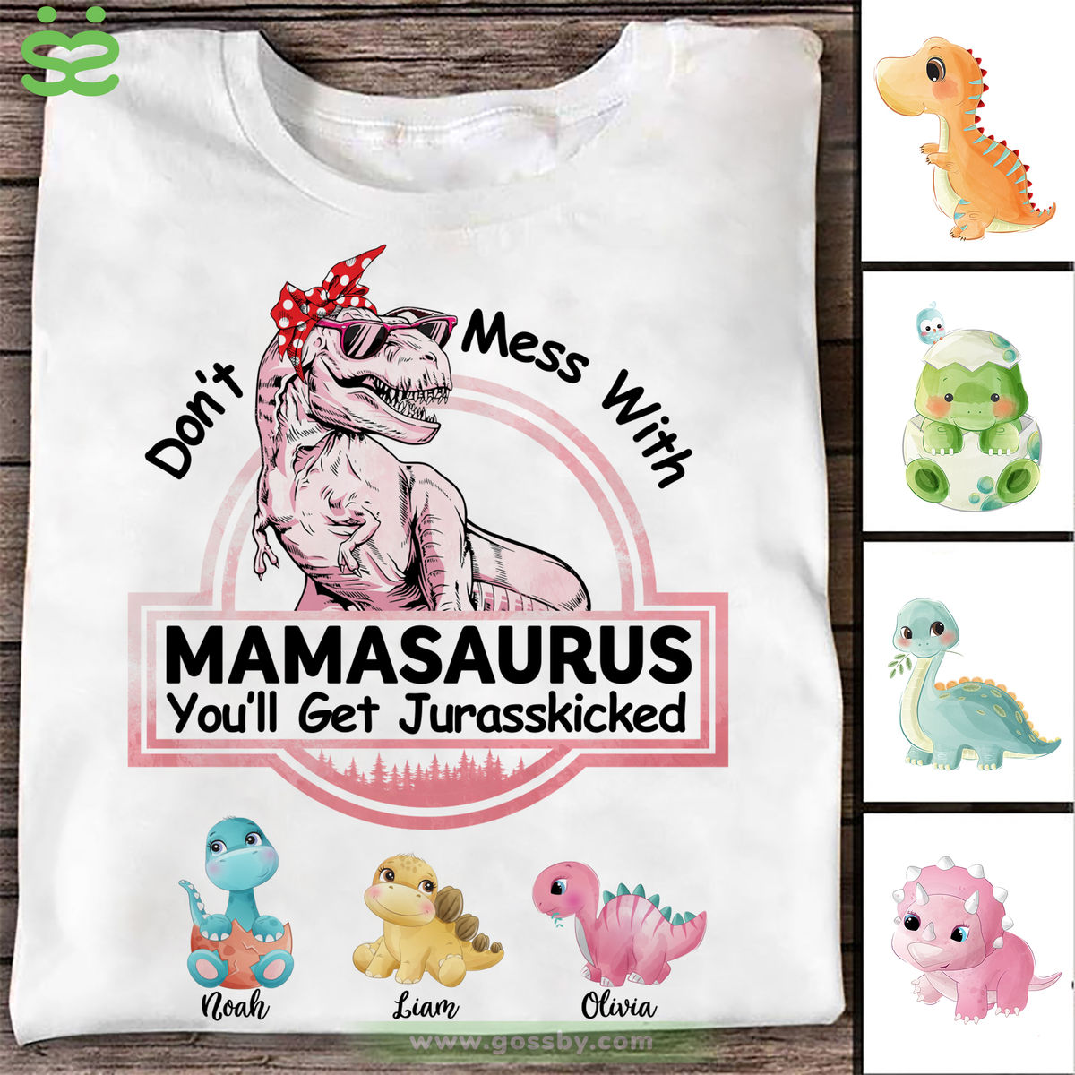 Personalized Shirt - Family - Don't Mess With Mamasaurus - White_1