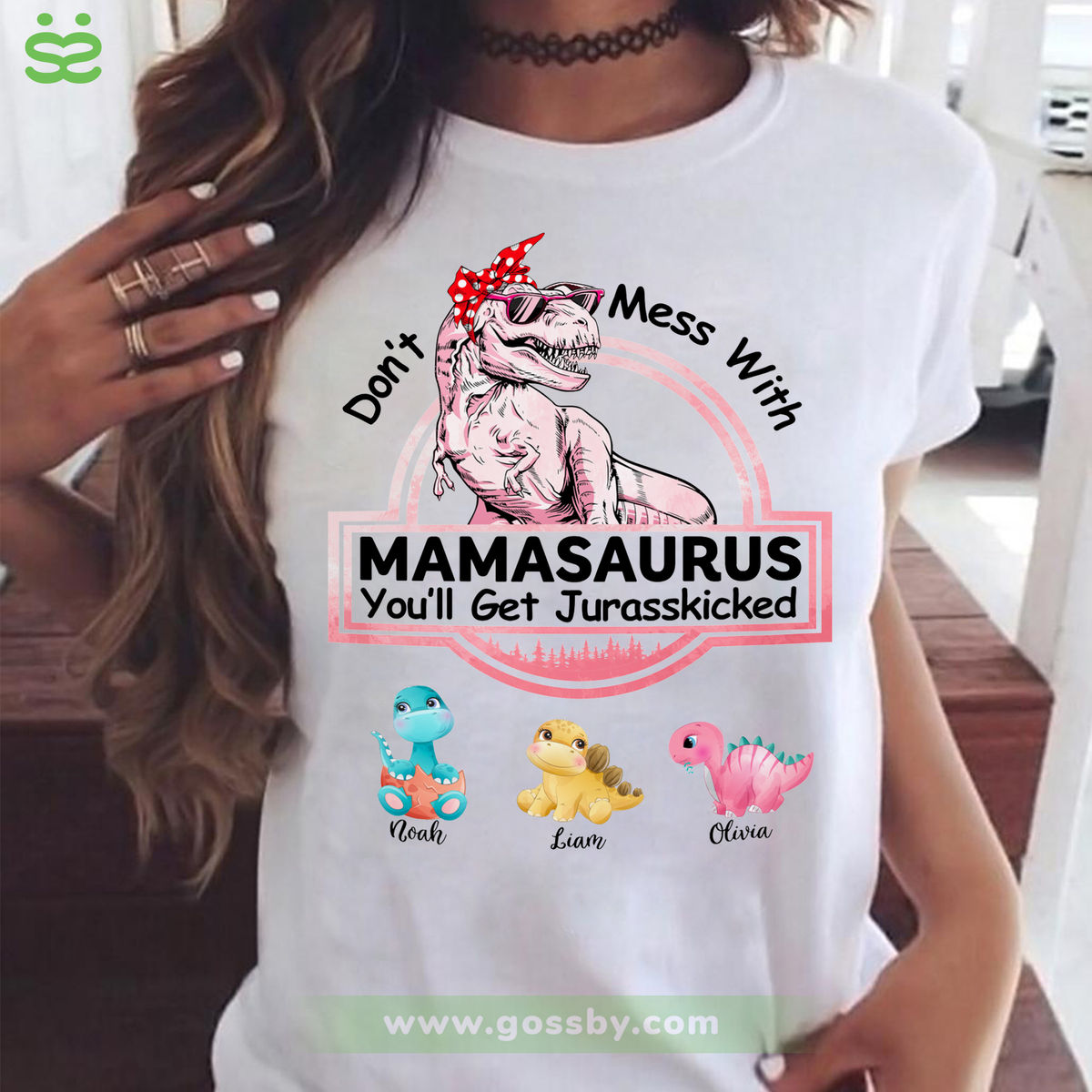 Personalized Shirt - Family - Don't Mess With Mamasaurus - White_3