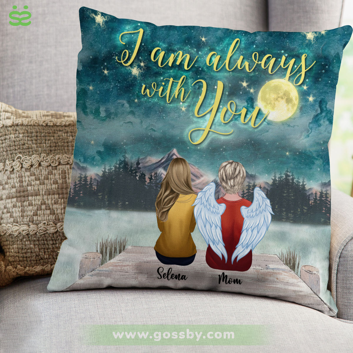 Personalized Memorial Pillow - I'm Always With You (Mother - BG Night)