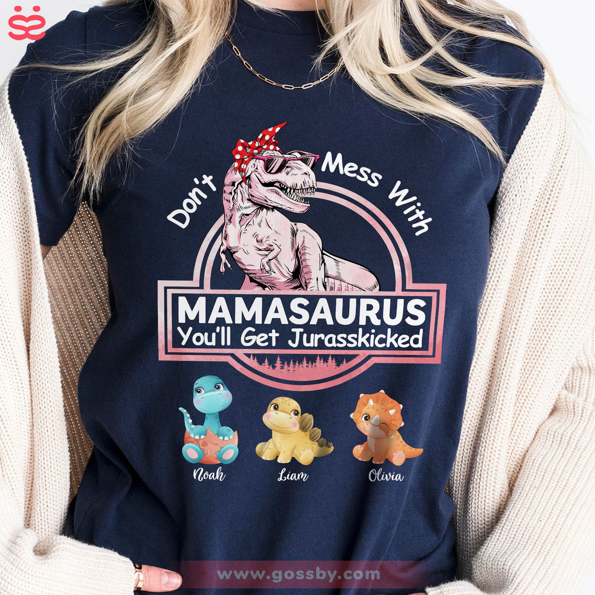 Personalized Shirt - Family - Don't Mess With Mamasaurus - Black