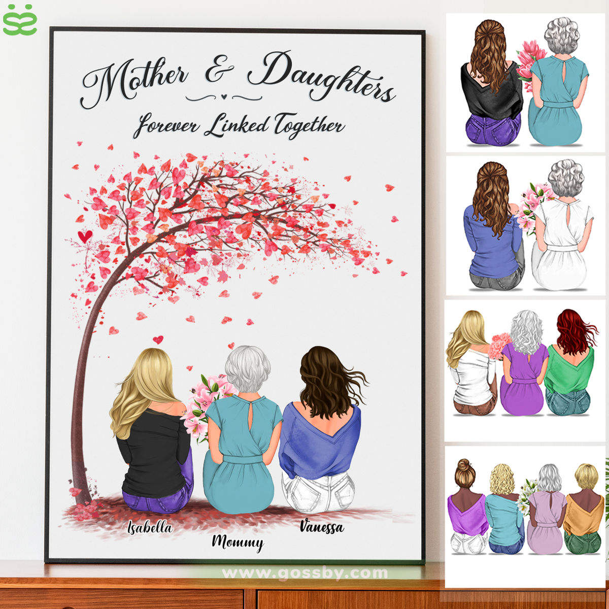 Mother's Day - Mother and Daughters forever linked together 2D - Personalized Poster_1