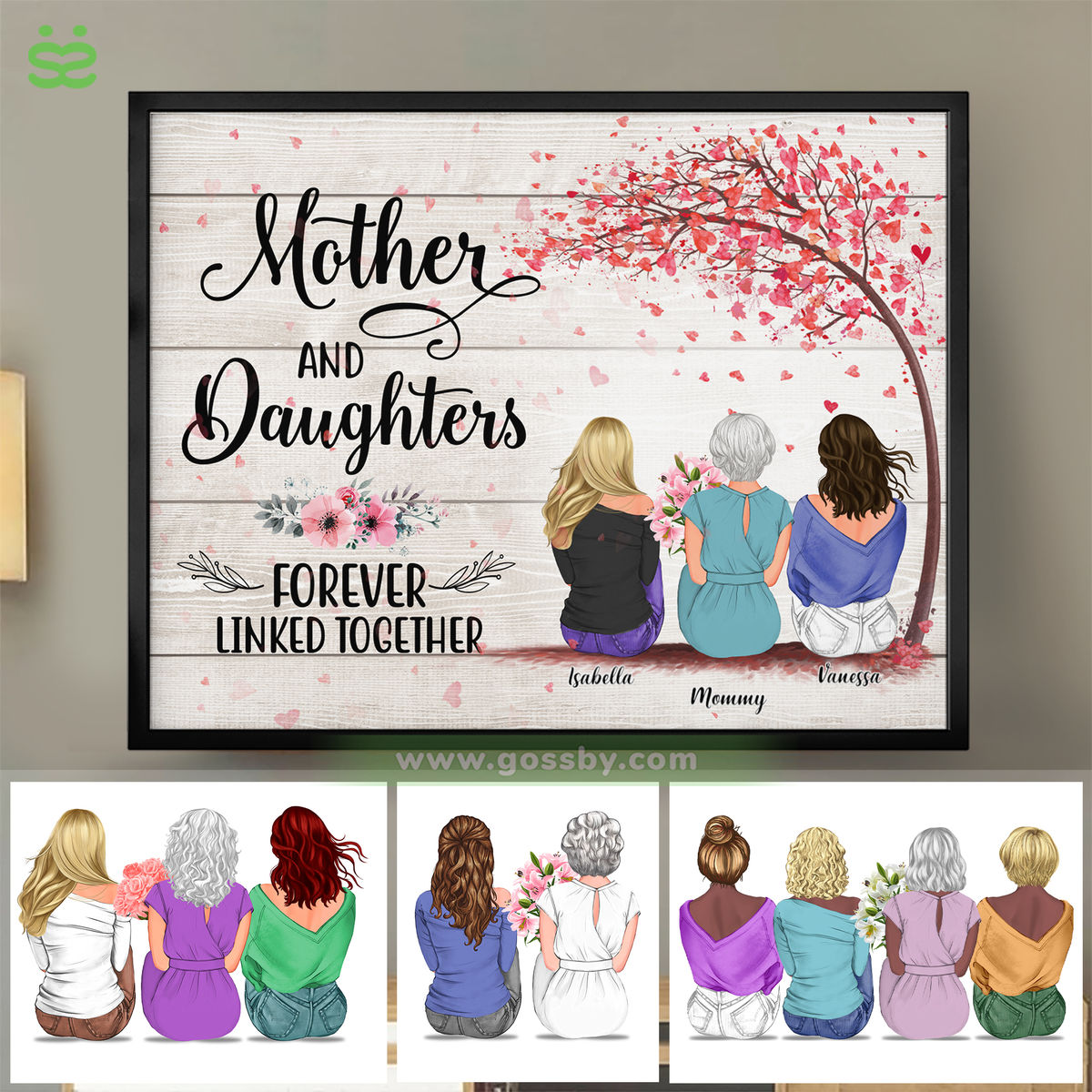 Mother And Daughters Forever Linked Together 2D - Wooden BG/Ver 1